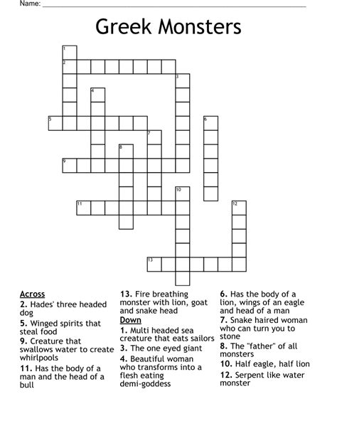 We found 20 possible solutions for this clue. . Monster in greek myth crossword clue